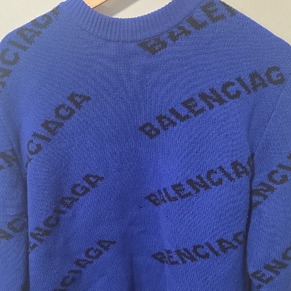 Balenciaga Black and Blue Crewneck Sweater